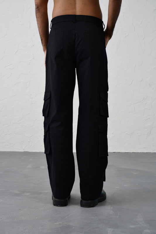 14 Pocket Black Baggy Unisex Cargo Pants