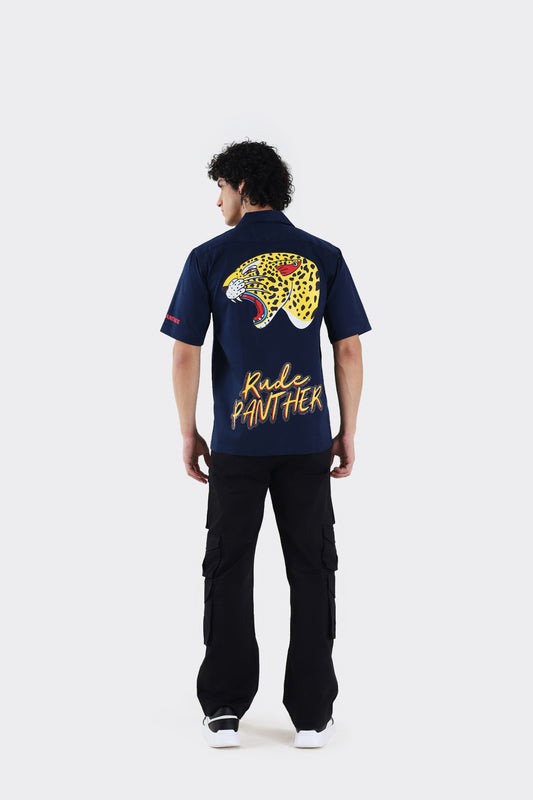 Wild Cheetah Blue Zipped Shirt