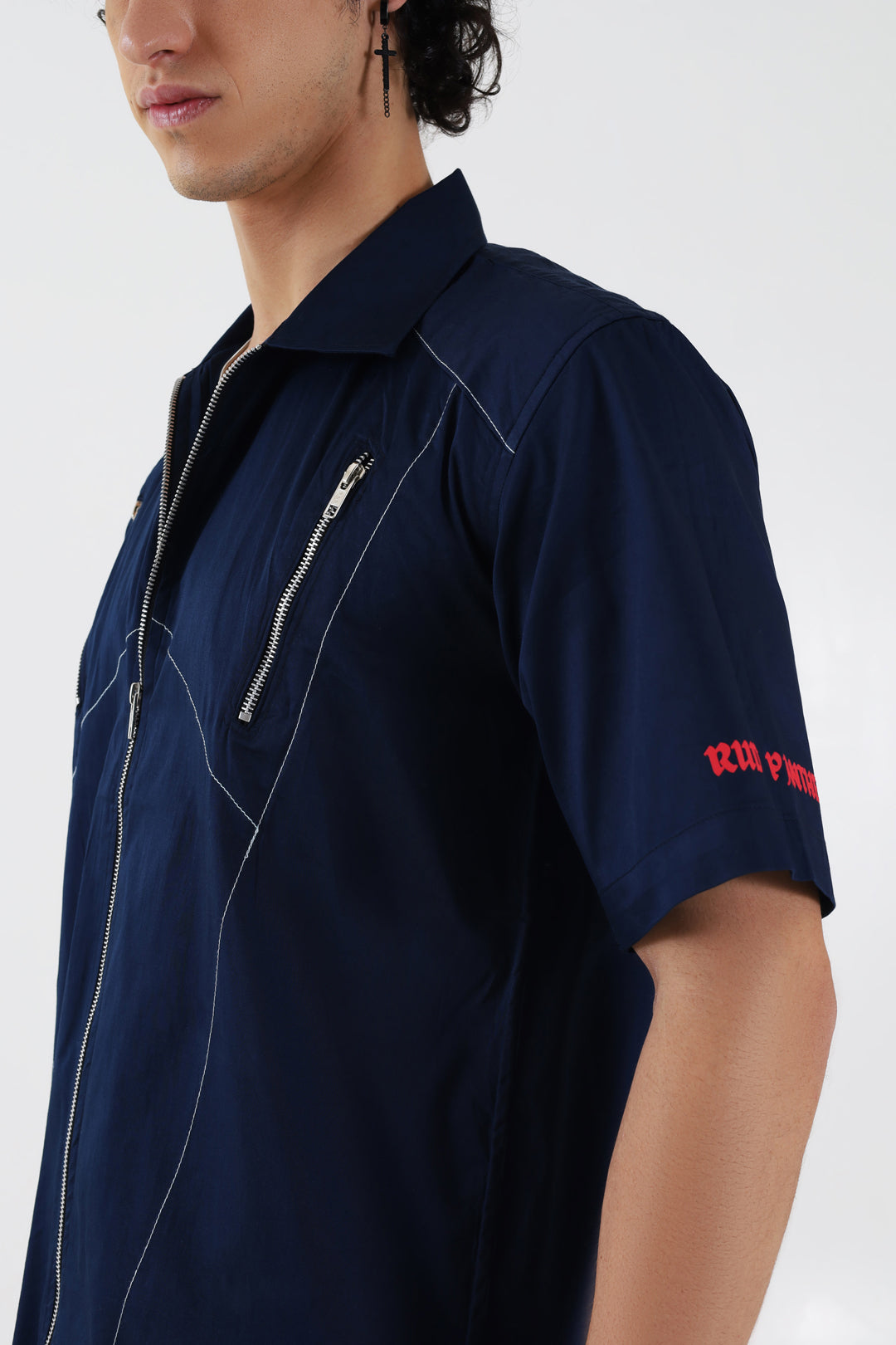 Wild Cheetah Blue Zipped Shirt