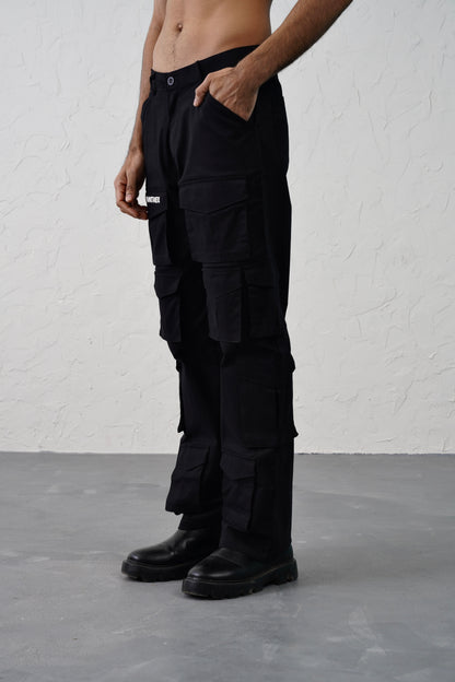 14 Pocket Black Baggy Unisex Cargo Pants