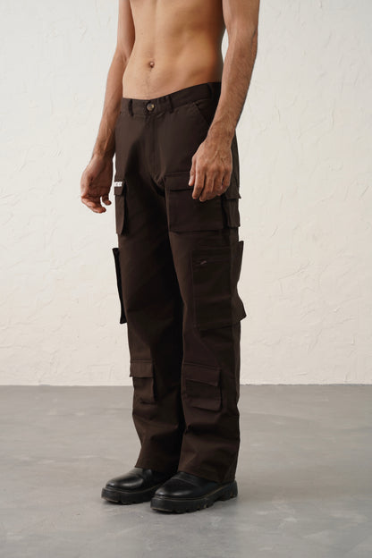11 Pocket Taupe Brown Baggy Unisex Cargo Pants