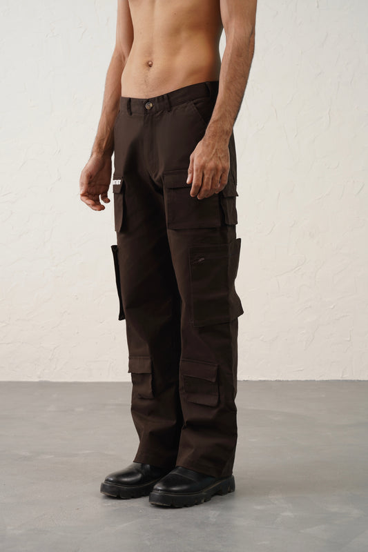 11 Pocket Taupe Brown Baggy Unisex Cargo Pants