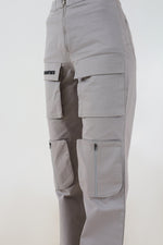 Women Paris 6 Pocket High Waist Grey Cargo Pants